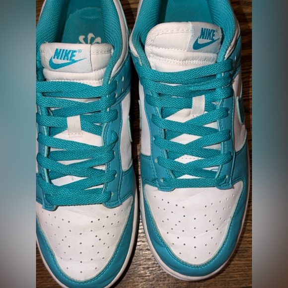 Nike Dunk Low Next Nature Shoes White and Turquoise Sz 9 - Picture 2 of 7
